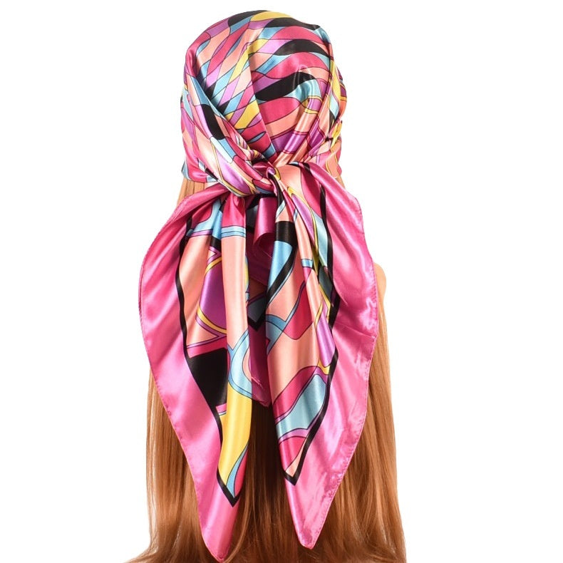 Geometric Silk Large Headscarf