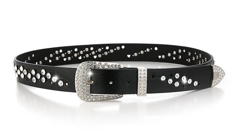 Women's Fashionable Belt With Diamond Decoration