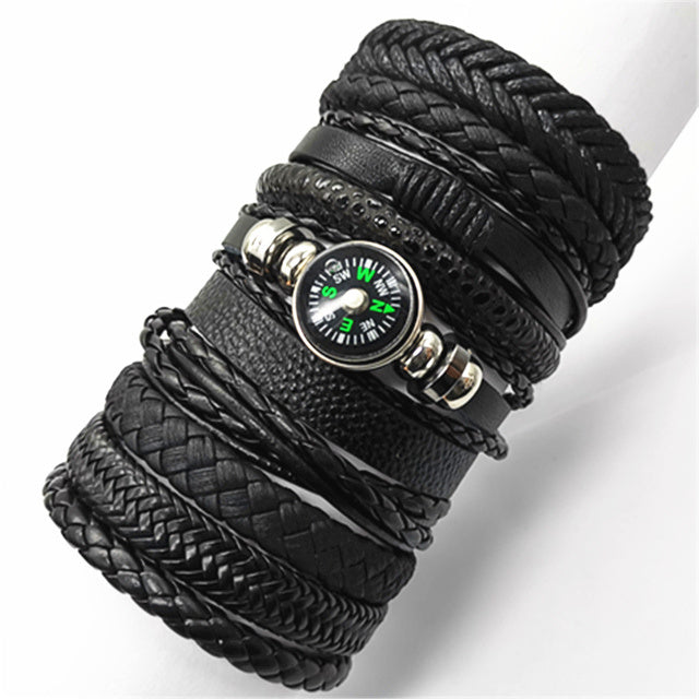 10pcs Set Woven Leather Bracelets