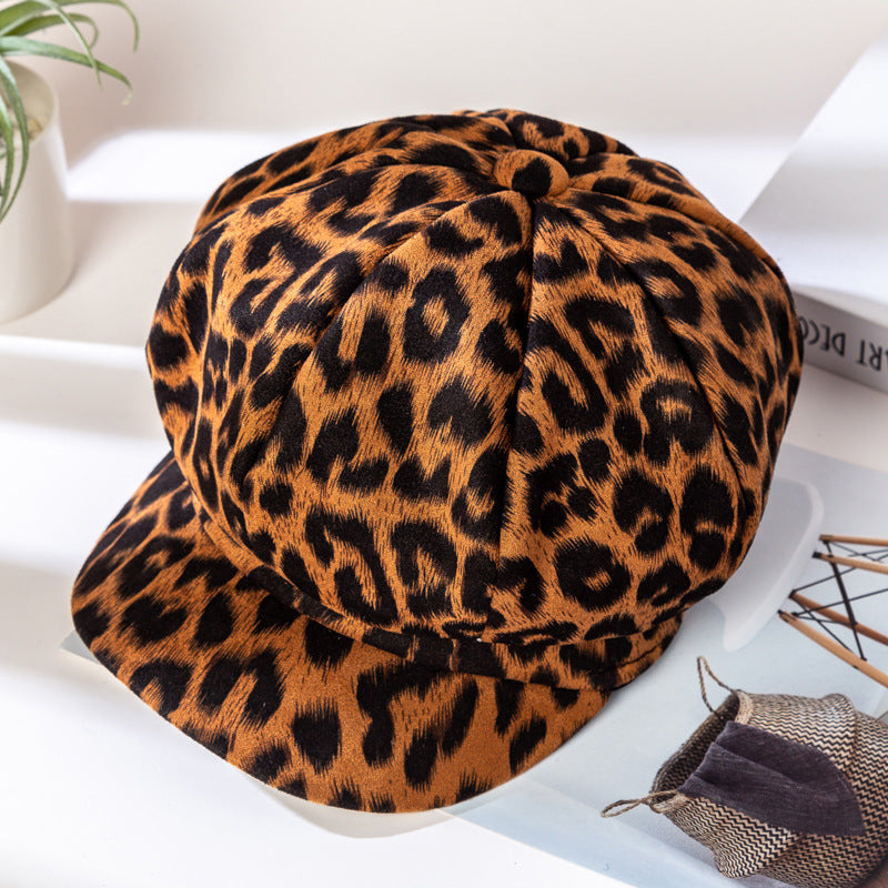 Leopard Print Octagonal Hat