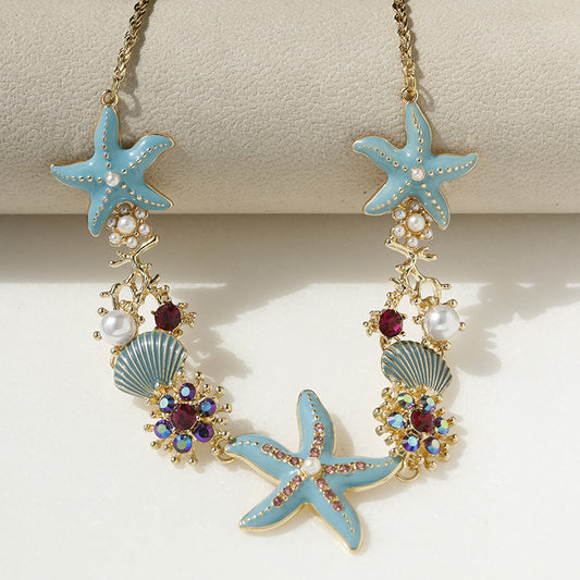 Starfish Shell Clavicle Chain Necklace