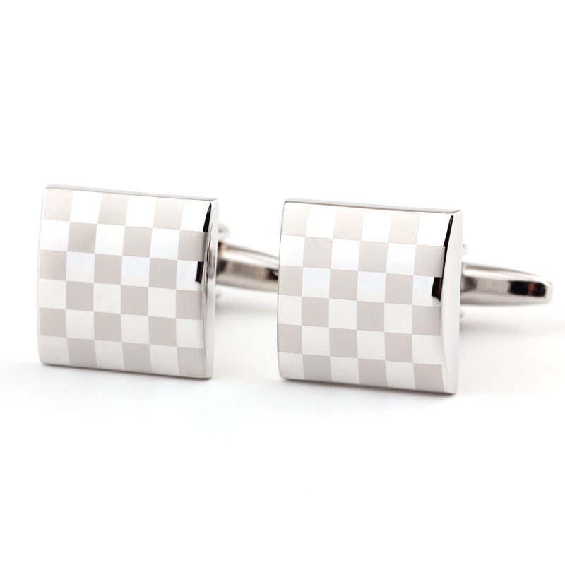 Men's Square Plaid French Cufflinks