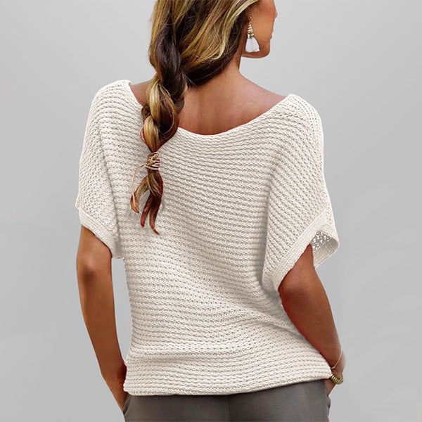 Round Neck Solid Color Sweater