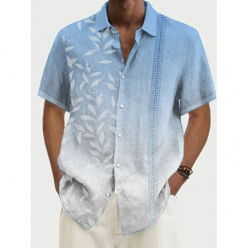 Hawaiian Short Sleeve Gradient Color 3D Digital Printing Shirt