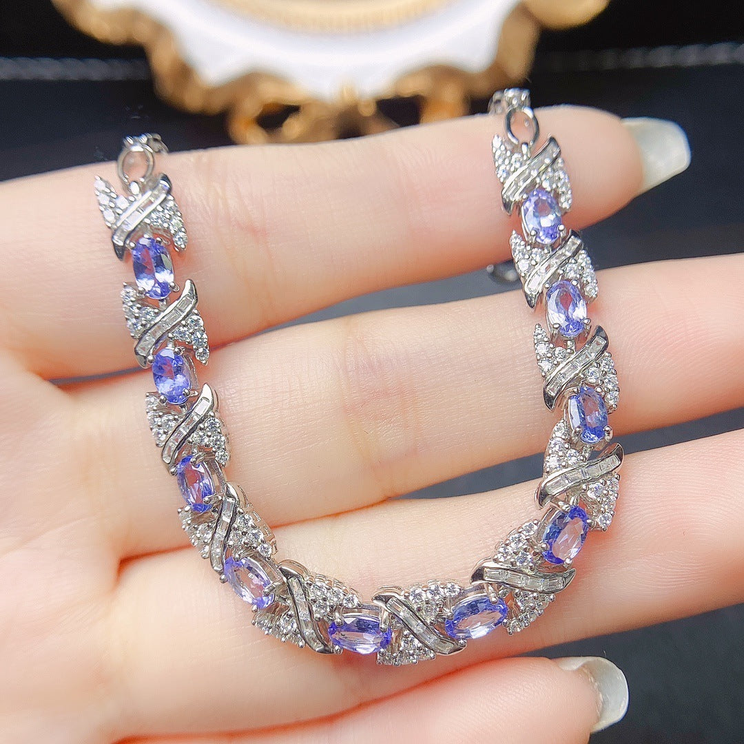 Natural Tanzanite S925 Silver Bracelet