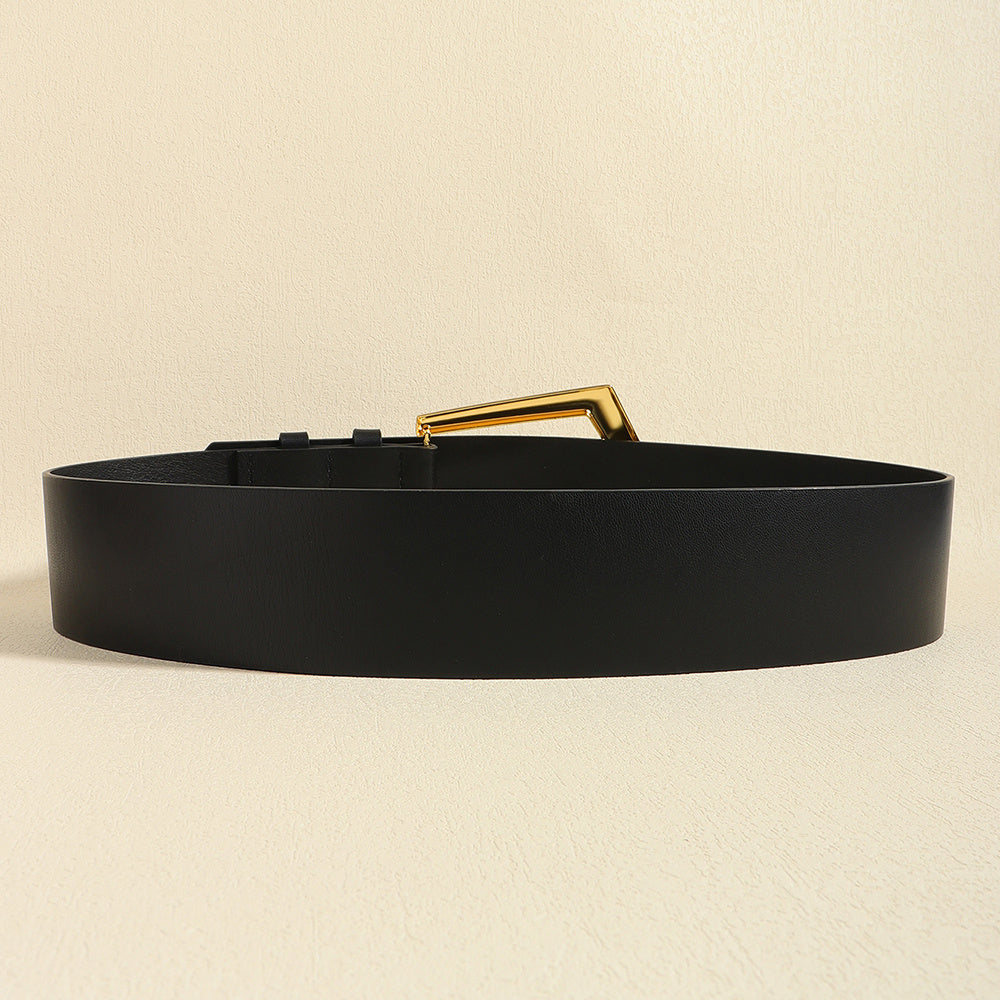 Temperament Ladies Elastic Black Stretch Metal Belt