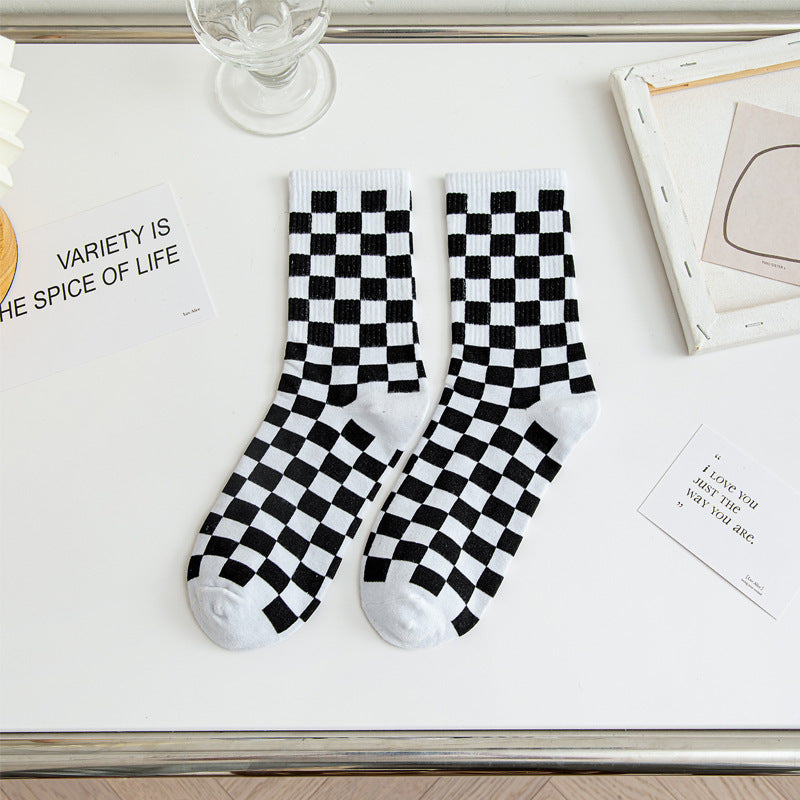 Chessboard Fashion Tube Socks