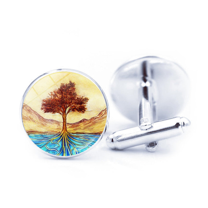 Time Stone Simple Tree Of Life Cufflinks