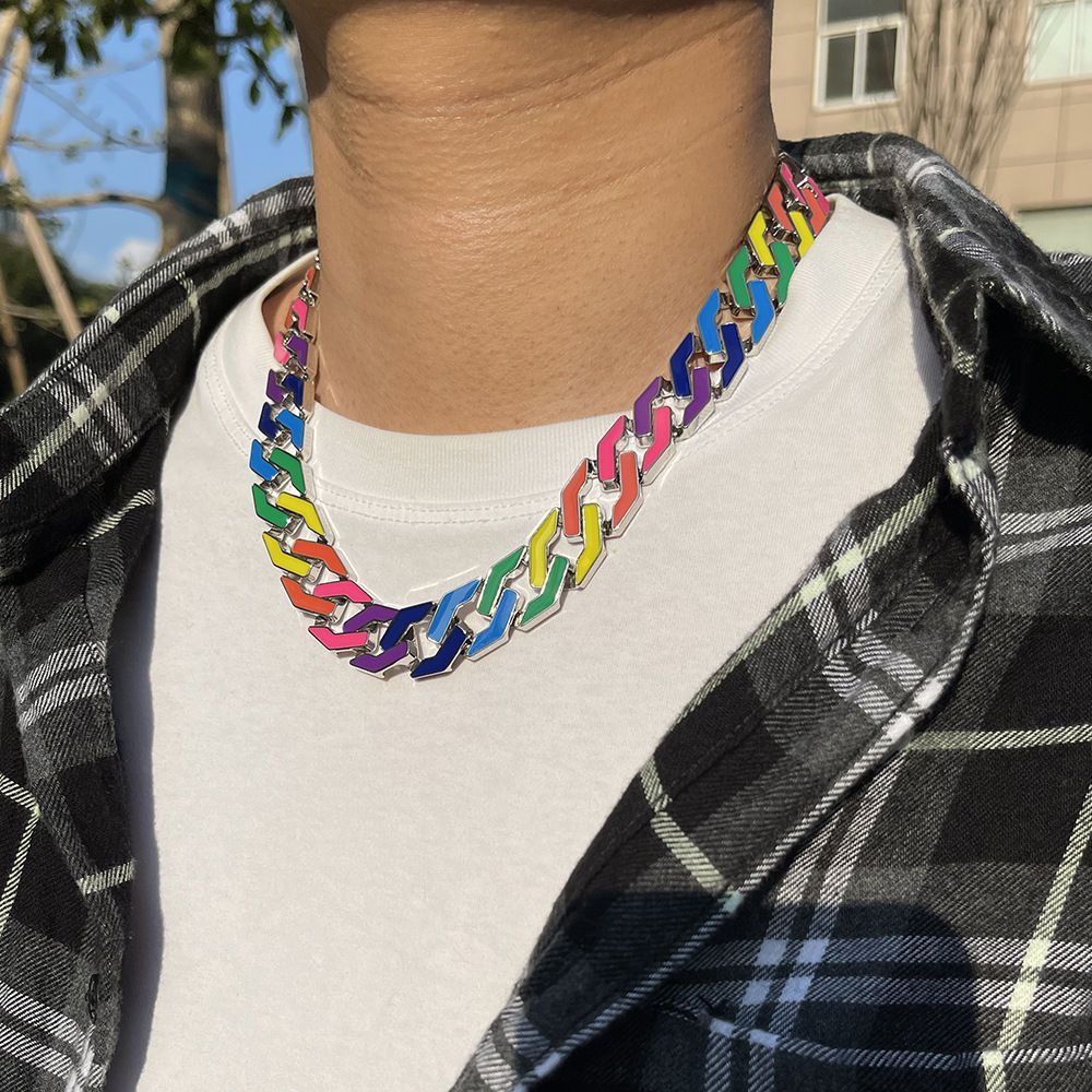 Rainbow Cuban Necklace Bracelet