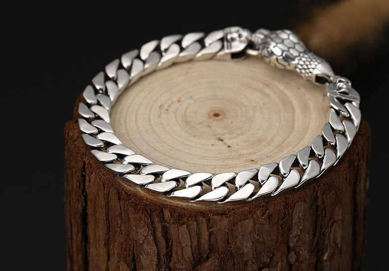 Thai Sterling Silver Snake Head Bracelet