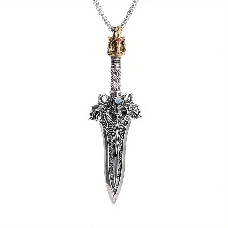 Lion's Head Crown Sword Necklace.