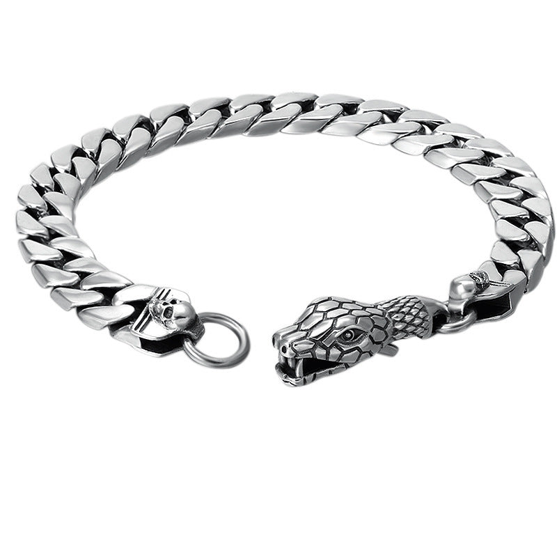 Thai Sterling Silver Snake Head Bracelet