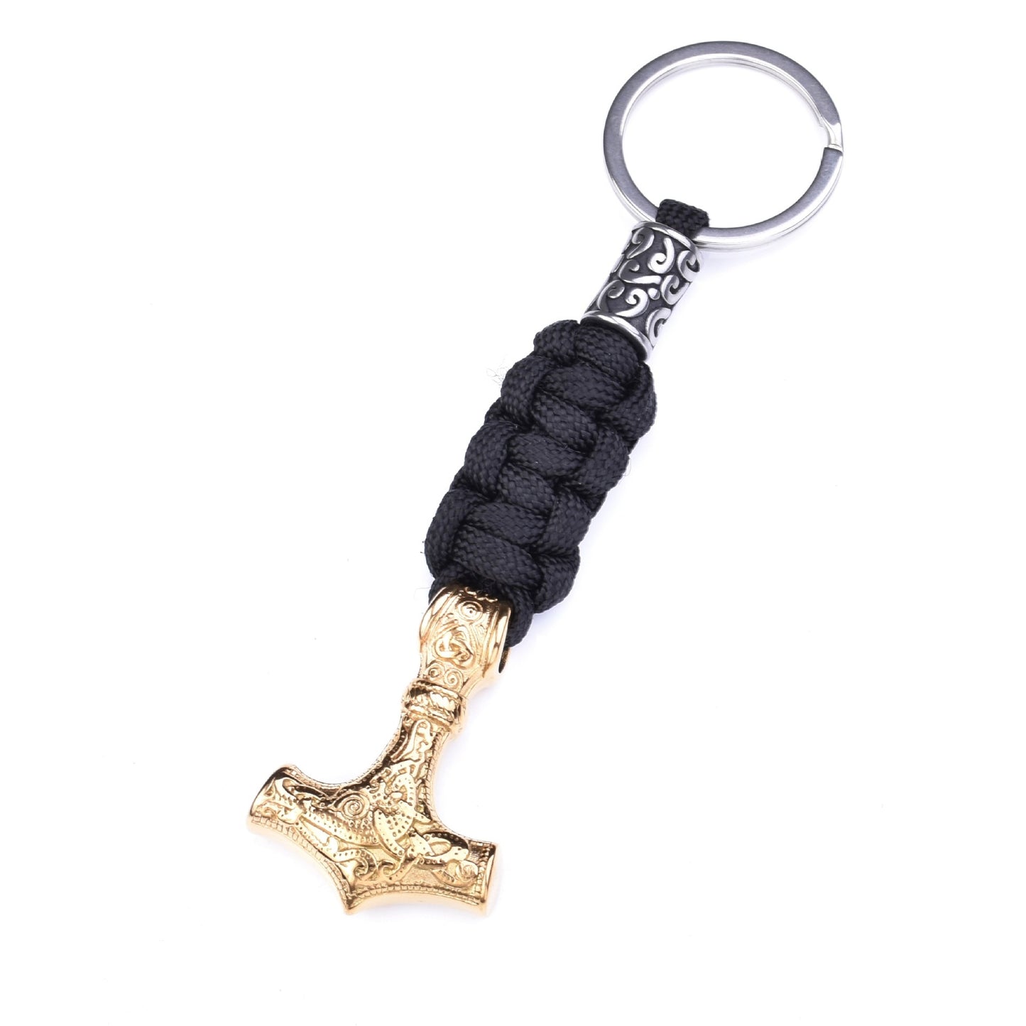 Thors Hammer Woven Rope Keychain