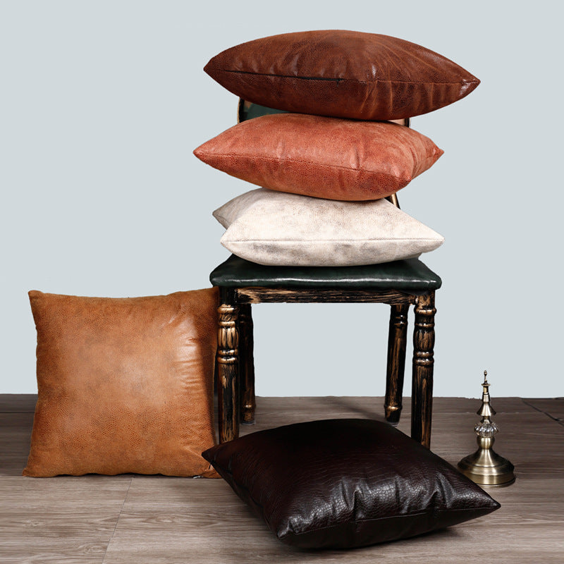 Retro Leather Sofa Pillowcase Cover