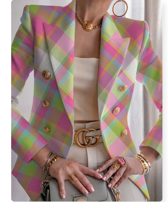 Women's Printed Slim-fit Suit Blazer