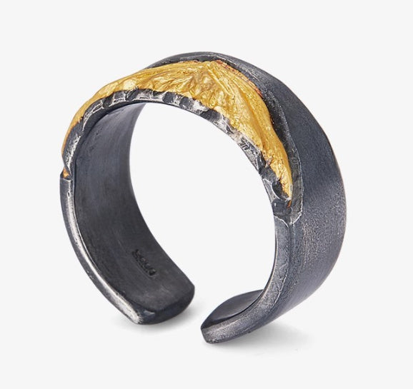 Men's Silver-wrapped Gold Opening Ring