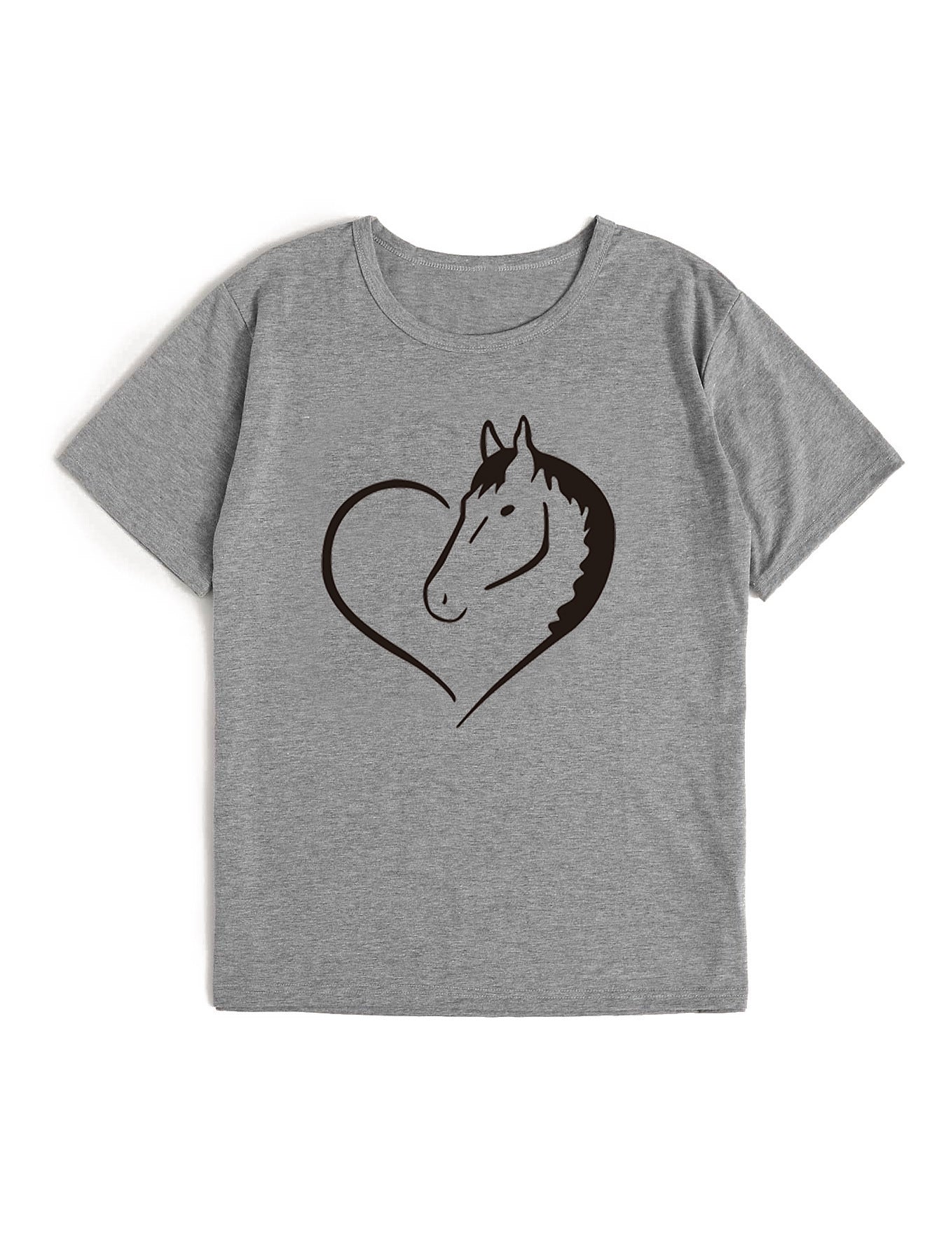 Heart Horse Pattern Short Sleeve Shirt