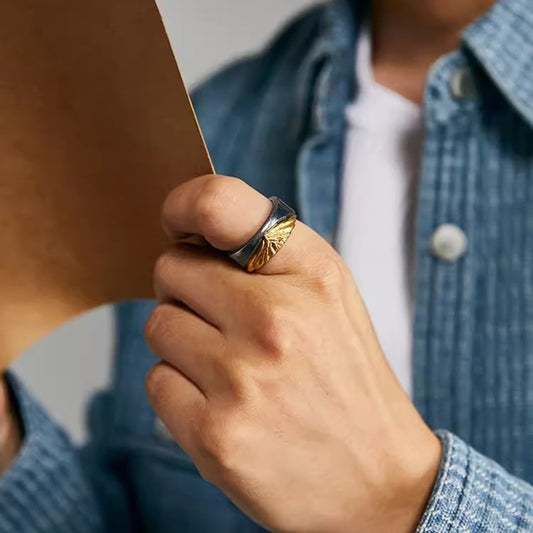 Men's Silver-wrapped Gold Opening Ring