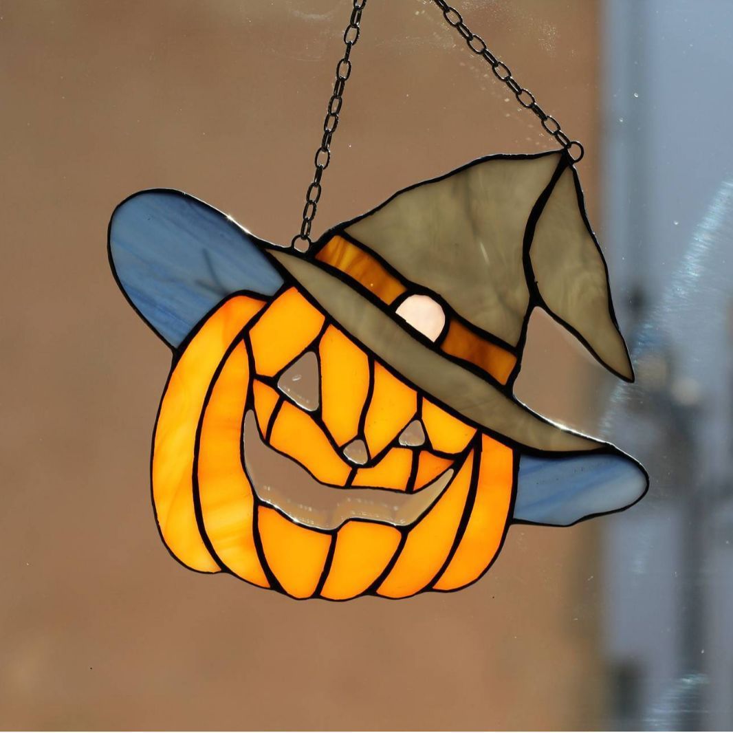 Halloween Pumpkin Stained Glass