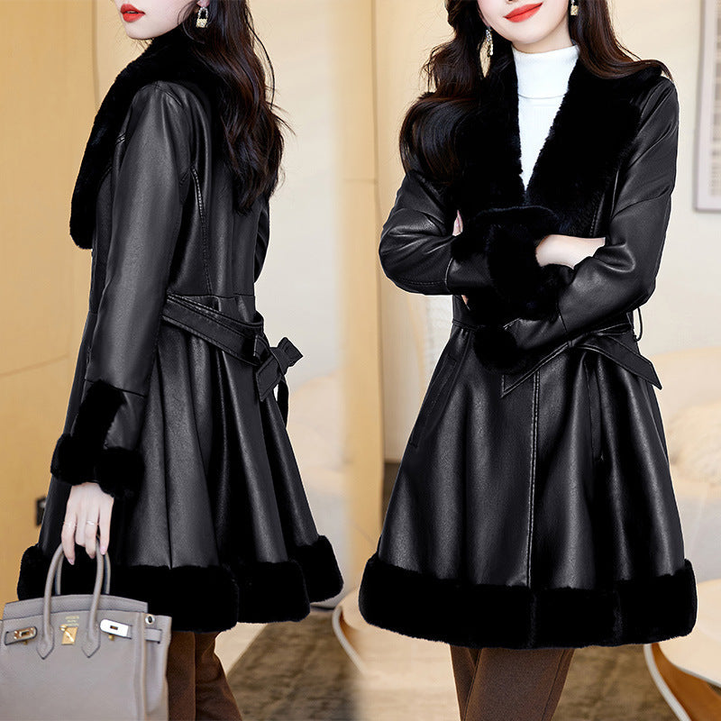 Fashion Velvet Padded Sheepskin Coat