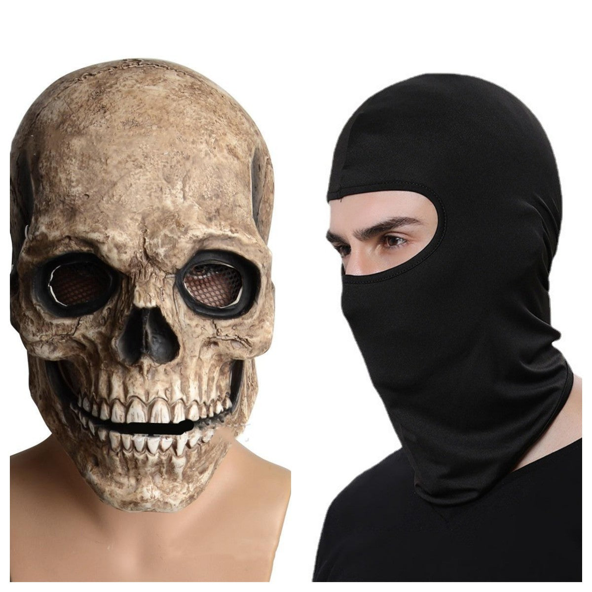 Full Head Skull Mask Helmet with Movable Jaw