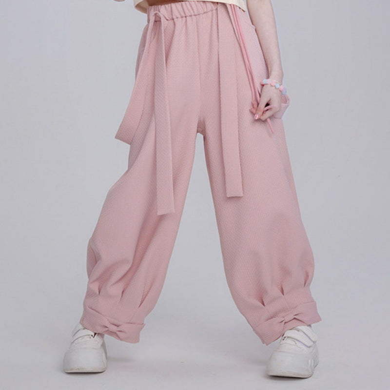 Pure Cotton Small Blush Rabbit Suspender Pants