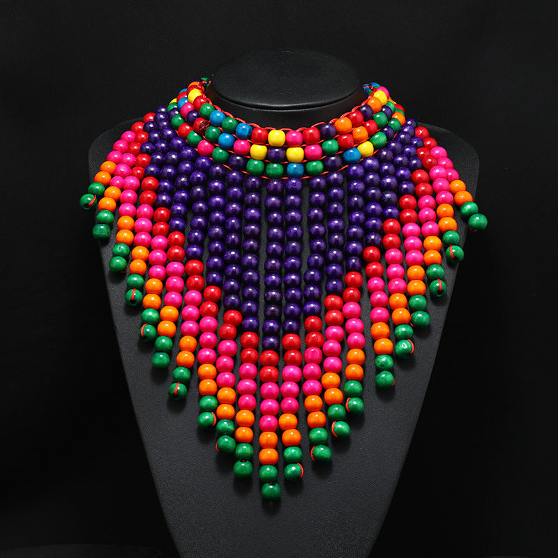 Colorful Wood Bead Necklace