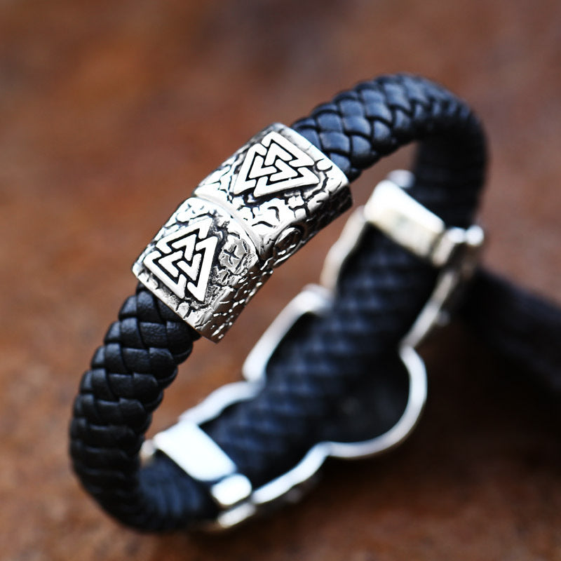 Stainless Steel Skull Leather Bracelet