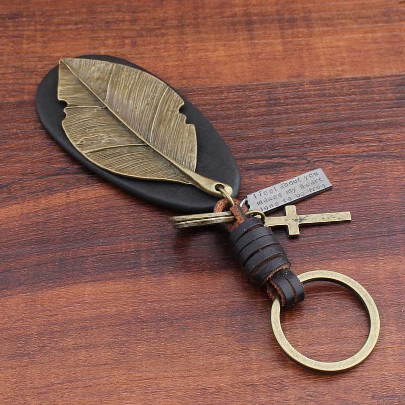 Cowhide Leaf Keychain