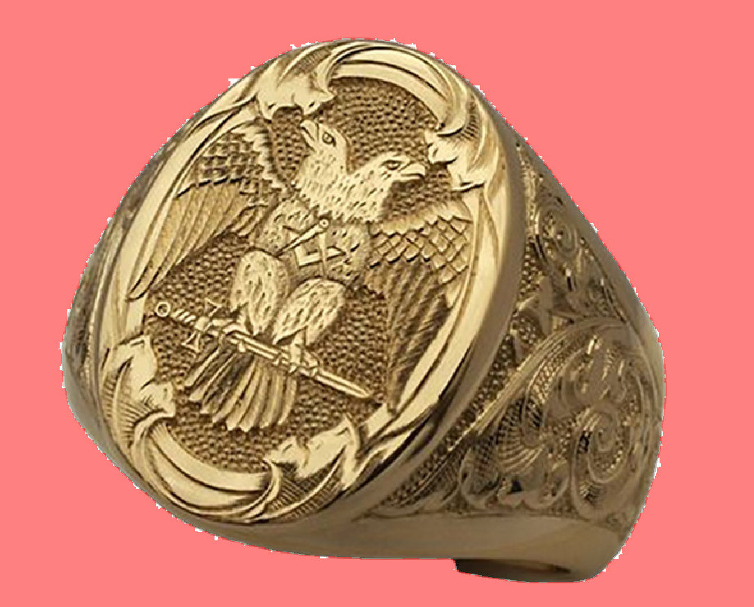 Golden Double-headed Eagle Ring