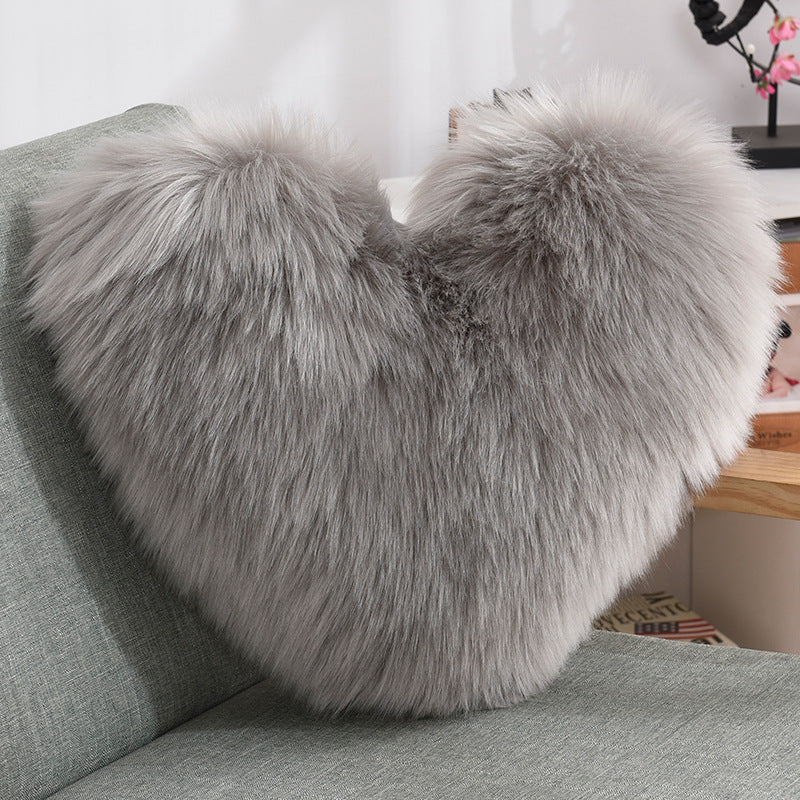 Heart Shape Long Plush Fluffy Pillow Covers