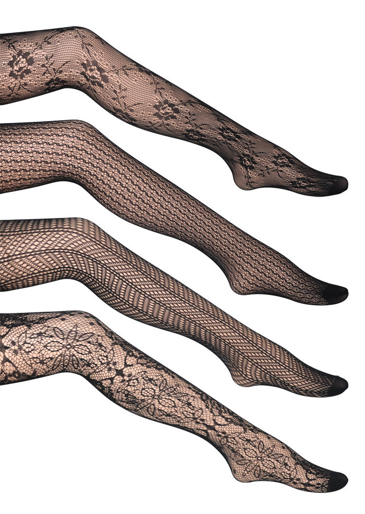 Black Jacquard Fishnet Pantyhose