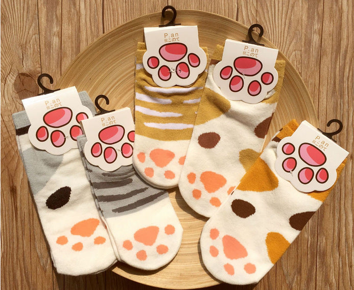 Fashion Cartoon Cat's Paw Boat Socks