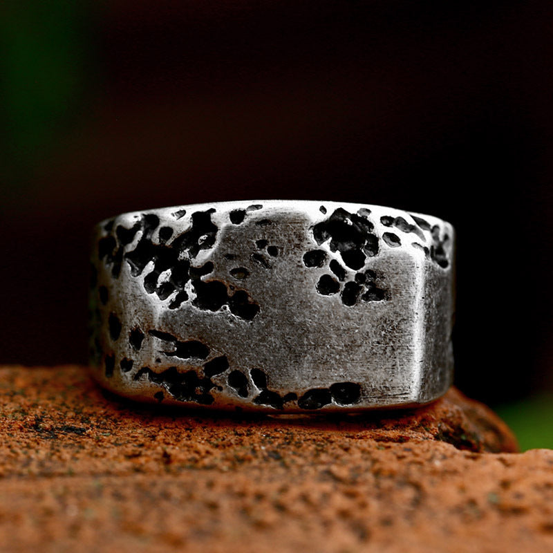 Men's Distressed Stainless Steel Ring