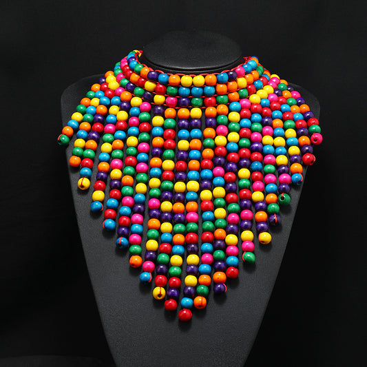 Colorful Wood Bead Necklace