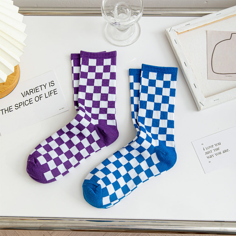 Chessboard Fashion Tube Socks