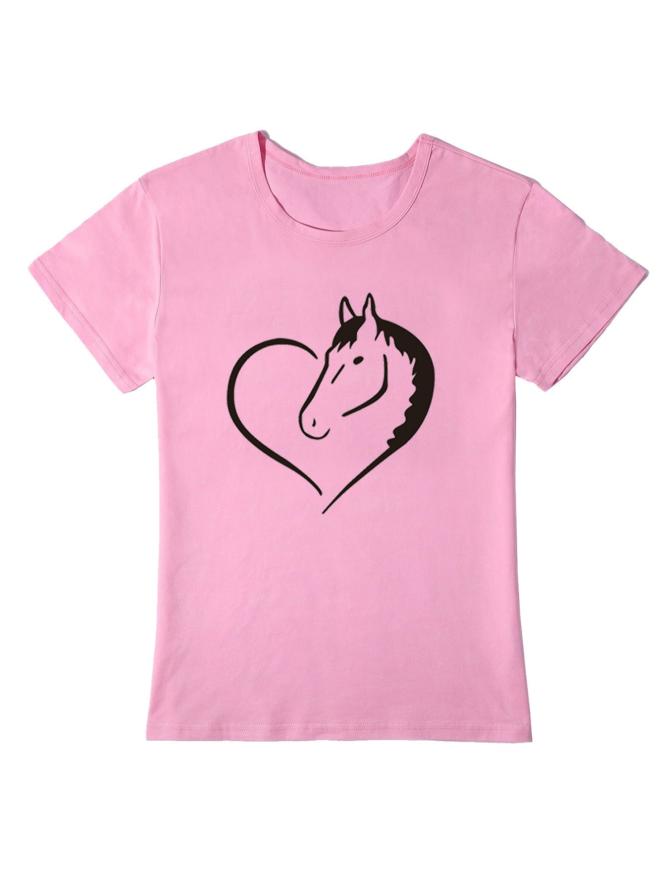 Heart Horse Pattern Short Sleeve Shirt