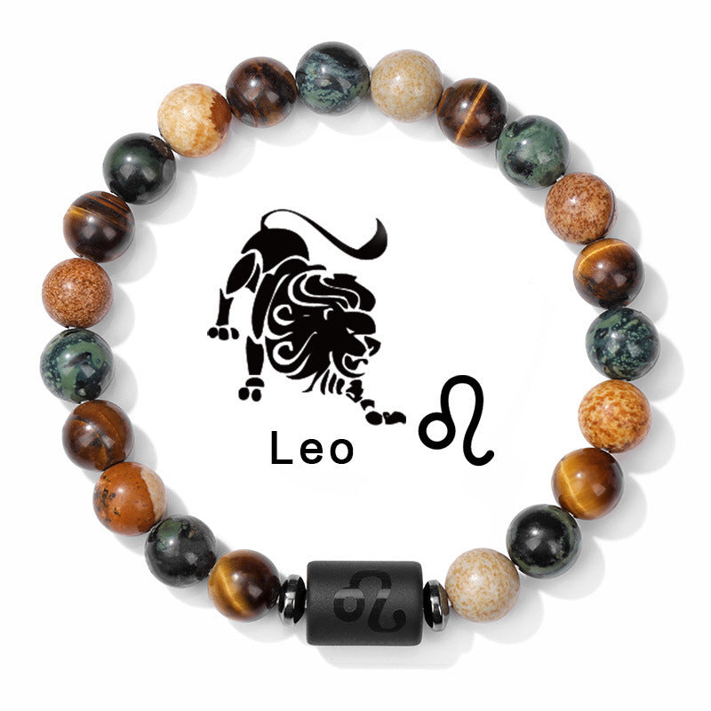 Twelve Constellation Natural Stone Bead Bracelet