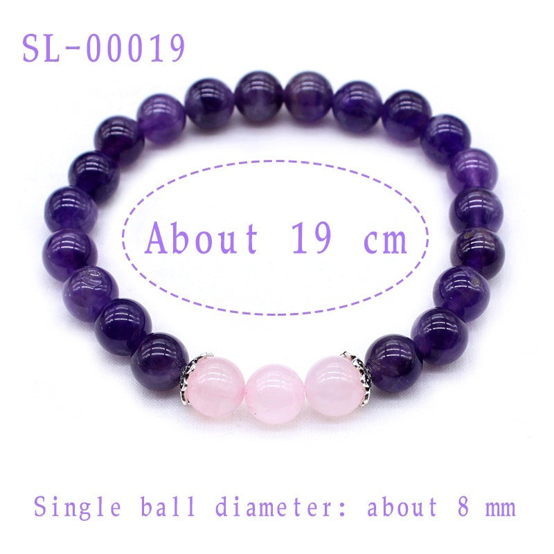 Natural Stone Amethyst Pink Crystal Lotus Bracelet