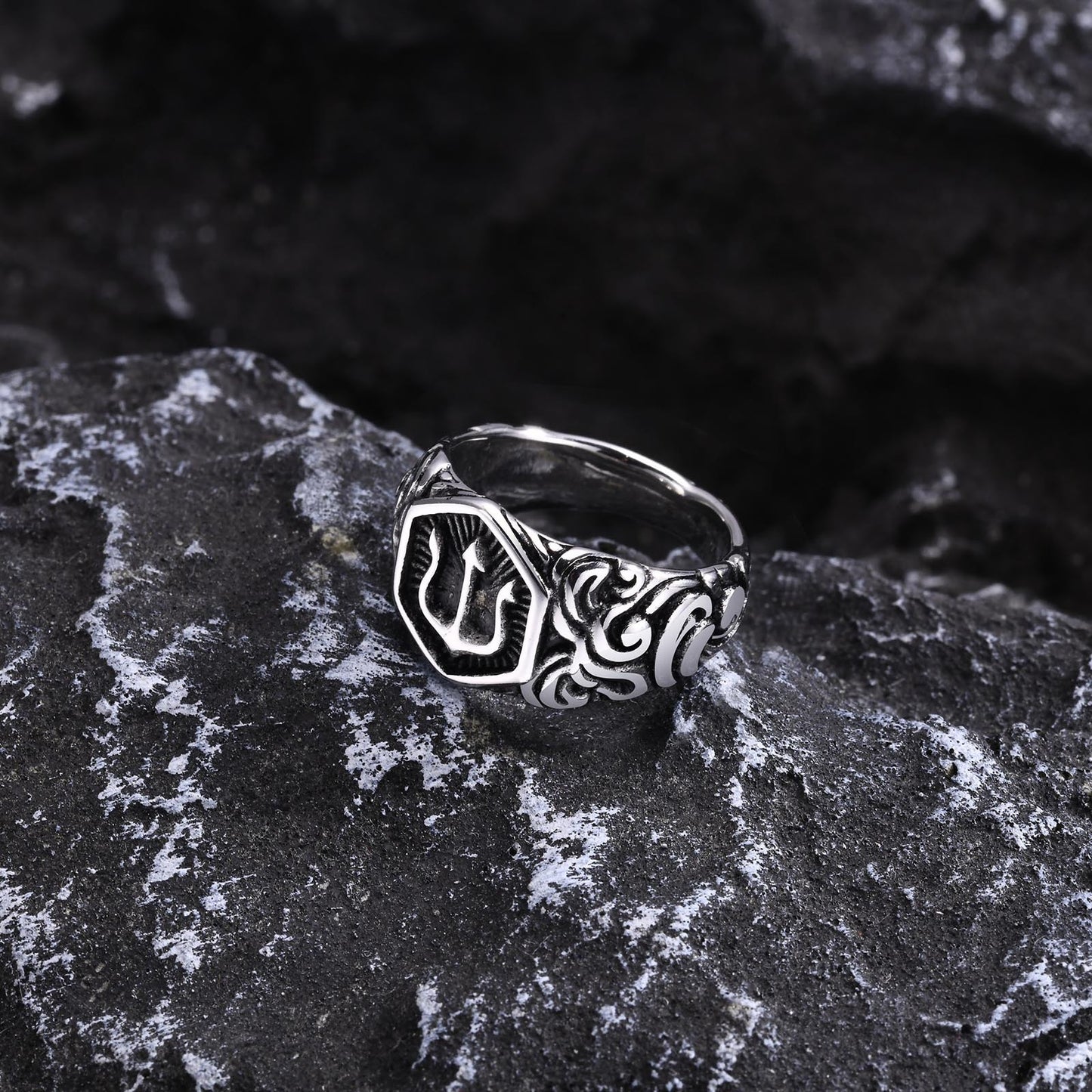 Stainless Steel Trident Ring