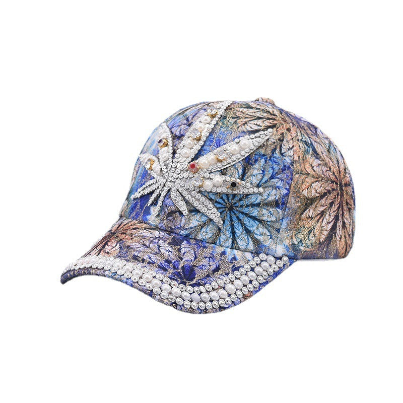 Rhinestone Leaf Baseball Hat