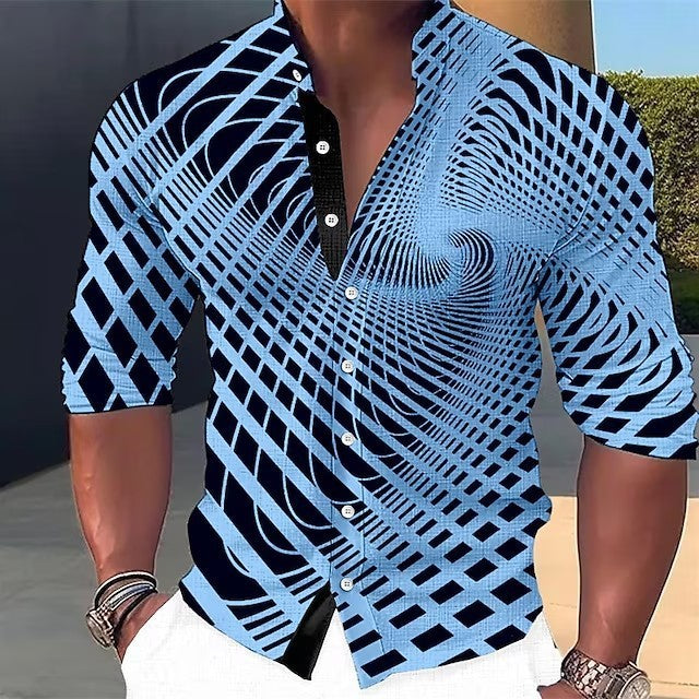 Men's Dizzy Multicolor 3D Digital Printed Round Neck Long Shirt