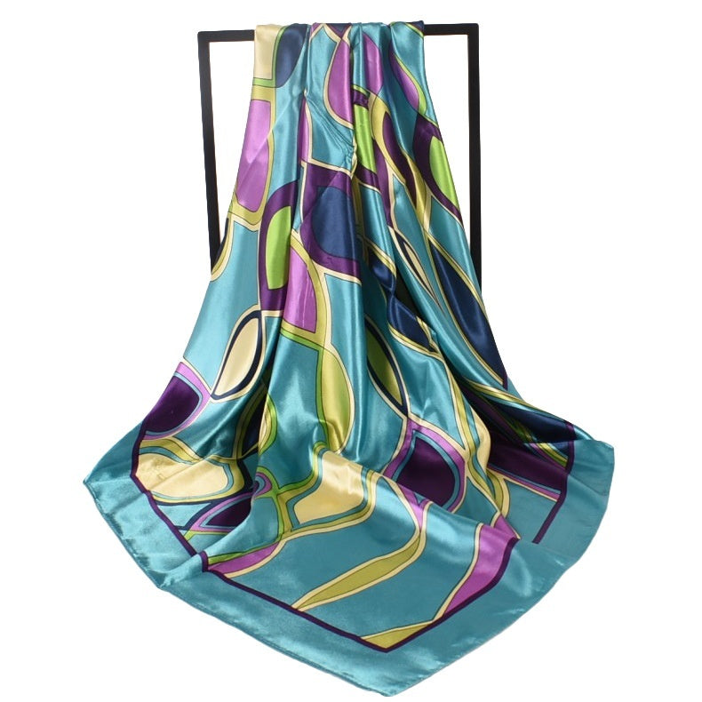 Geometric Silk Large Headscarf