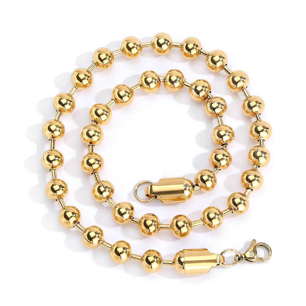 8mm Lobster Buckle Stainless Steel Ball Bead Chain Necklace