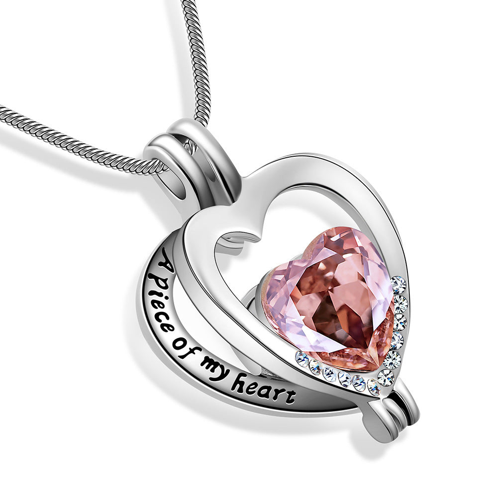 Heart-shaped Gemstone Memorial Necklace