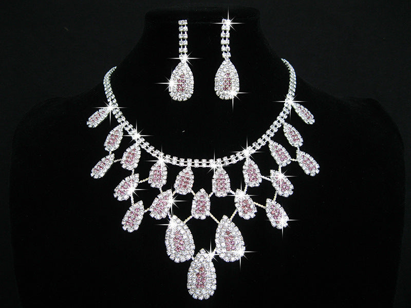 White Rhinestone Necklace Set