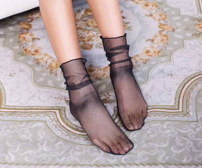 Thin Mid-calf Transparent Net  Lace Socks