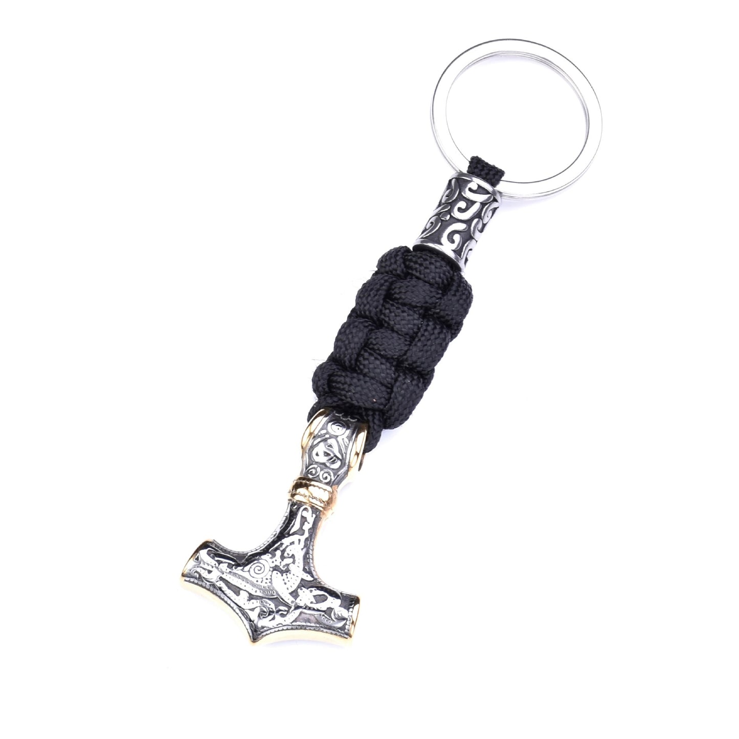 Thors Hammer Woven Rope Keychain