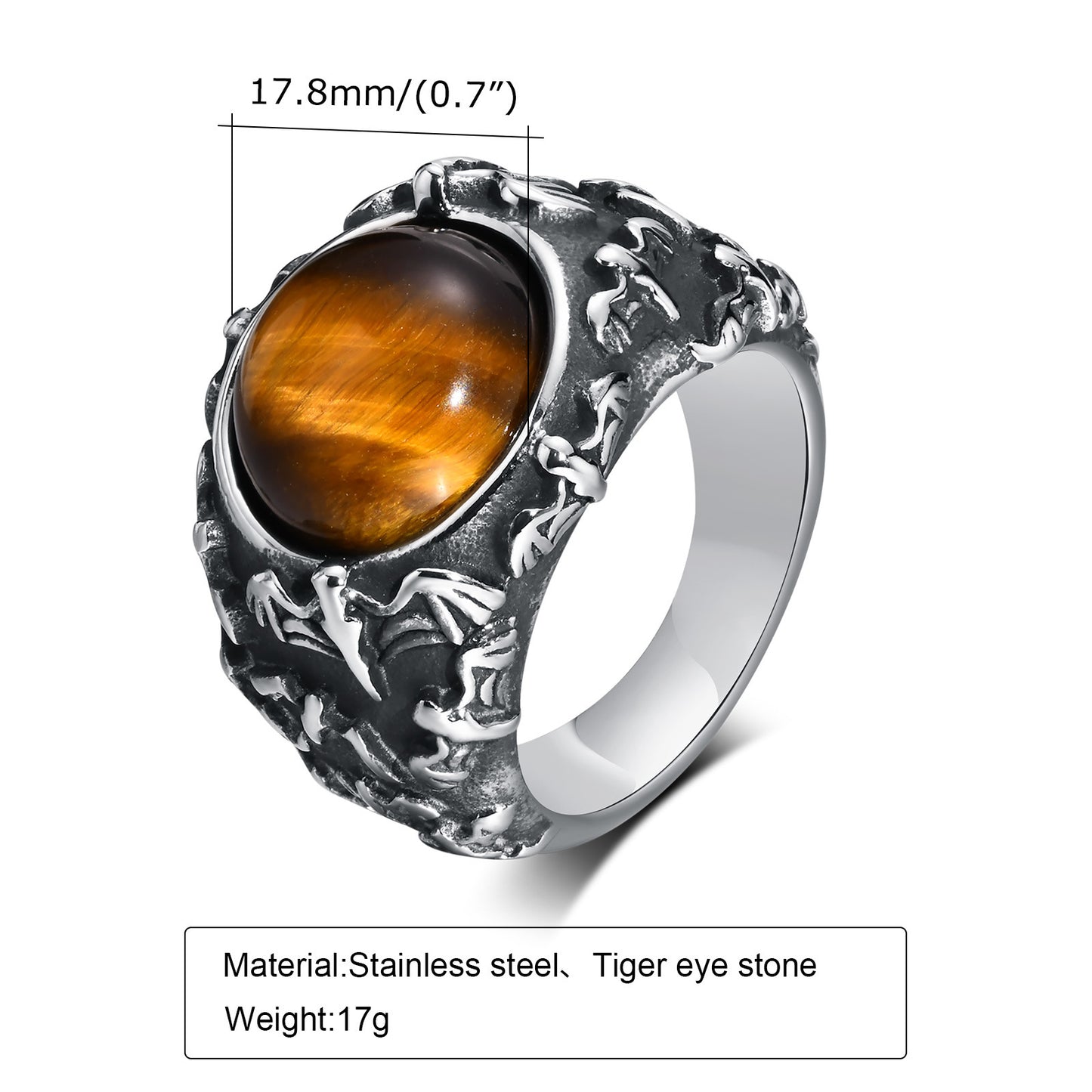 Titanium Steel Tigers eye Ring