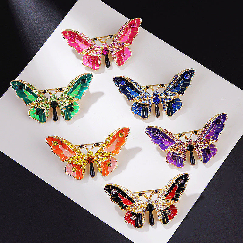 Colorful Crystal Butterfly Brooch